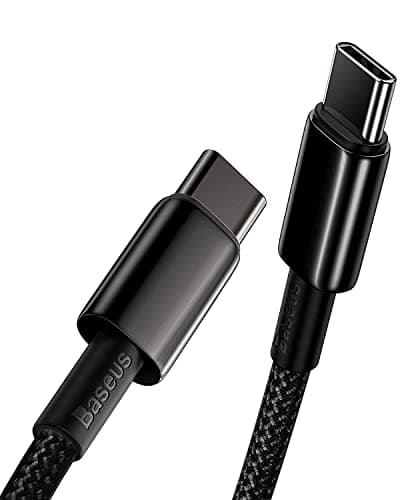 Baseus USB C Cable, 100W PD 5A QC 4.0 Fast Charging USBC to USBC Cable, Zinc Alloy Nylon Braided Type C Charger Cord for iPhone 16 15 Pro Plus Pro Max, MacBook, iPad Pro/Mini, Sams