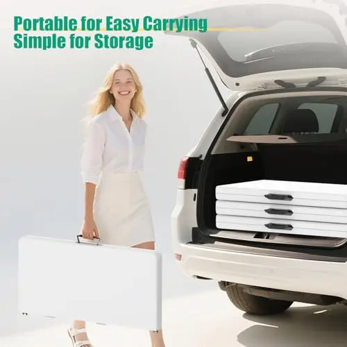 34'' Square Folding Card Table 2 Pcs,Dining Table with Handle & Safety Lock