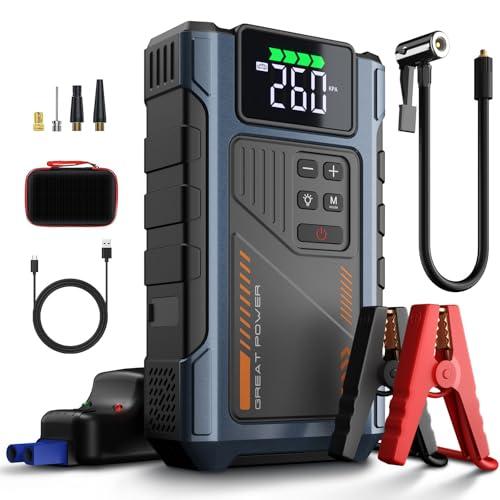 Car Battery Charger Jump Starter with Air Compressor, 4500A Jumper Box for Car Battery Portable Booster Jump Pack, 12V Jumpstart Combo 150PSI Tire Inflator Air Pump(Up to 8.5L Gas/