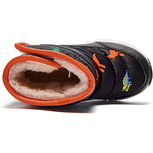 Botas de Nieve HOBIBEAR sin Cordones, Impermeables y Cálidas (Dinosaurio - Talla 7 Niño)