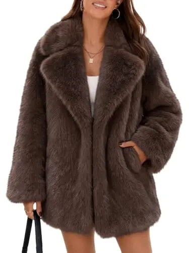 Chamarra de Piel Sintética Trendy Queen para Mujer, Café (Talla S)