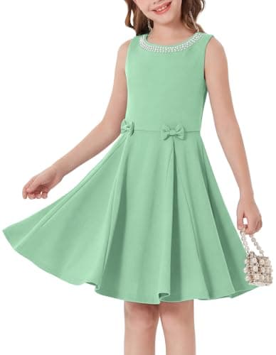 Vestido GRACE KARIN para Niña, Formal, Fiesta o Invitada de Boda, Sin Mangas, Midi, Talla 10 Años, Verde