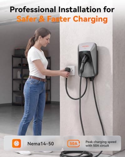 WOLFBOX 40amp Level 2 EV Charger,NEMA 14-50 with J1772 Connector,240V(WE40)