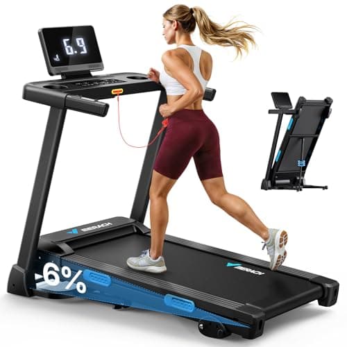 MERACH T12 Foldable Treadmill for Home, 300 LBS Capacity, Wide Running Belt | Incline Treadmill with Display, Smart App, 2.5HP Brushless Motor, Compact Design