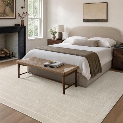 Tapete Lavable RESARE 5x7 con Textura 3D, Beige