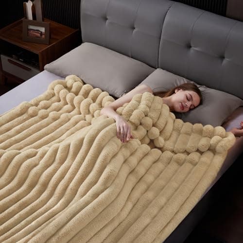 HaloRest Faux Fur Throw Blanket, 1000GSM Thick Fluffy Fur Throw, 60"X80"