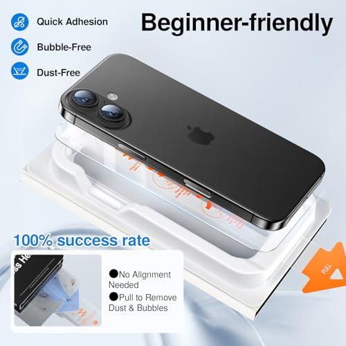 SMARTDEVIL: Pack 3 Protectores de Pantalla para iPhone 16 (6.1") - Vidrio Templado HD, Fácil Instalación, Caja Anti-Polvo