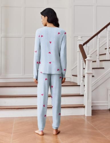 Ekouaer Womens Pajamas Set Long Sleeve Loungewear Soft Joggers with Pockets