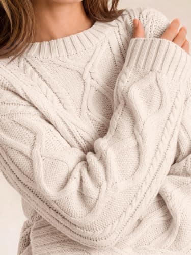 Suéter Tejido Oversize Trendy Queen para Mujer - Crema