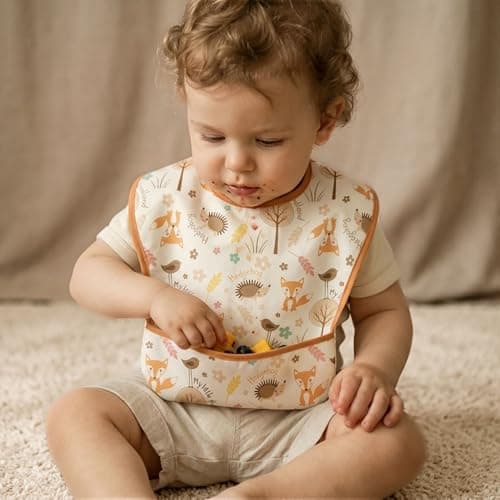 CIVARUA KIDS 3 Pack Waterproof Baby Bibs for Eating, Mess Proof Feeding Bib