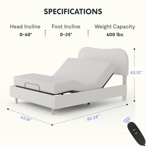 FLEXISPOT Cama Ajustable Queen 'Nube' Todo en Uno, Marco Tapizado, Cabecera Ajustable, 10 Años Garantía