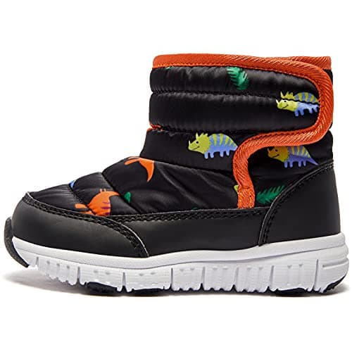 Botas de Nieve HOBIBEAR sin Cordones, Impermeables y Cálidas (Dinosaurio - Talla 7 Niño)