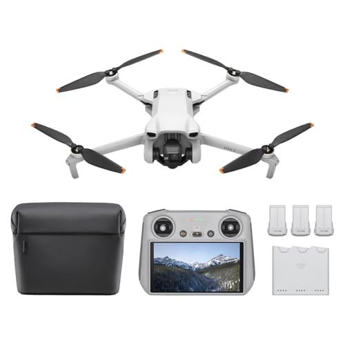 DJI Mini 3 Fly More Combo (DJI RC), Drones with Camera for Adults 4K, 3 Batteries for 114-min Flight Time, Vertical Shooting, 32800ft (10km) Video Transmission, Lightweight Mini Dr