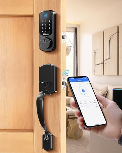 DESLOC B200 Keyless Entry Door Lock with Handle Set, Smart Locks for Front Door, Deadbolt Smart Lock, Front Door Locks Set, Electronic keypad Deadbolt with Handle, 12 Months Batter
