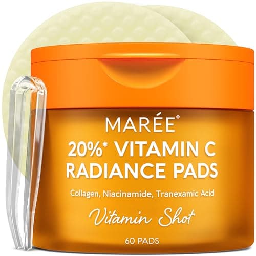 MAREE Vitamin C Toner Pads for Face – Brightening Facial Polishes with 20% Complex: Vitamin C Collagen Niacinamide TXA – Facial Radiance, Uneven Skin Tone, Acne Clearing Pads – Glo
