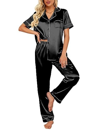 Set de Pijama Ekouaer de Satín de Seda para Mujer