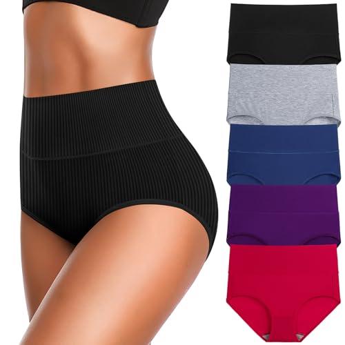 Pantaletas JojoQueen de Algodón Elástico para Mujer, Tiro Alto (M-L)