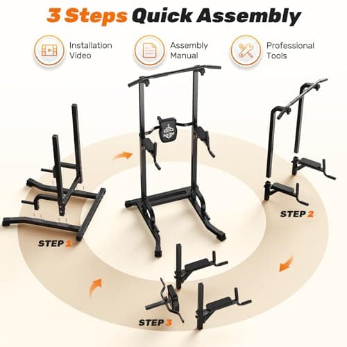 SPORTSROYALS Power Tower, Multi-Function Pull up Bar Dip Station with Upgraded Adjustable Foot Cover Equipment for Home Gym,360LBS