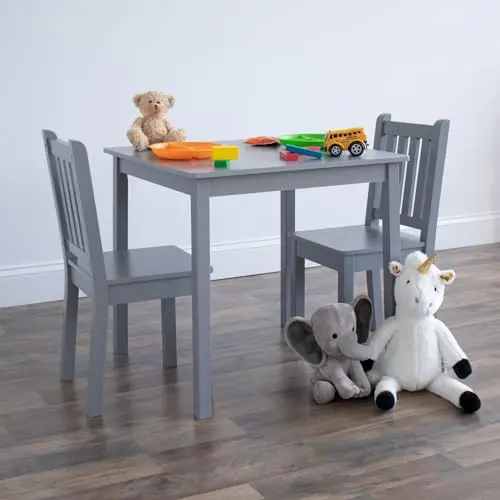 Set de Mesa y 2 Sillas de Madera Humble Crew para Actividades Infantiles - Gris