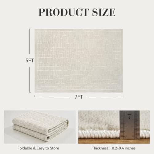 Tapete Lavable RESARE 5x7 con Textura 3D, Beige