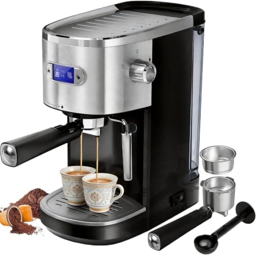 Kismile 20 Bar Stainless Steel Espresso Machine with Steam Milk Frother