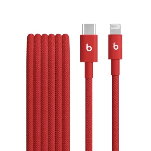 Cable USB-C a Lightning Beats Trenzado de Carga Rápida y Duradero (1.5 m) - Rojo Rápido