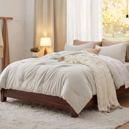 Juego de Edredón King Bedsure Pre-lavado Suave Beige 3 Piezas