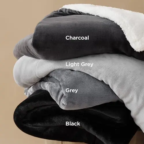 Bedsure GentleSoft Sherpa Fleece King Blankets for Bed, Non-Heated, Thick and Warm Throw for Women and Men, Soft Fuzzy Plush King Blanket for Winter, Grey, 108x90 Inches