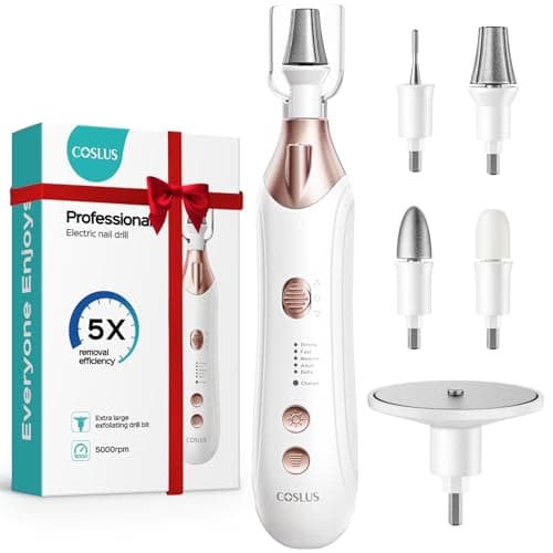 COSLUS C43 Professional Manicure Pedicure Kit, Upgrade Wider Grinder, White | Professional Cordless for Acrylic Gel Dip Powder Nails, Rechargeable Manicure & Pedicure Machine, Salon Home, Lightweight