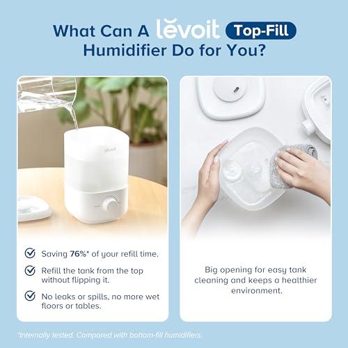 Humidificador LEVOIT de Llenado Superior 2.5L Silencioso y Fácil de Usar