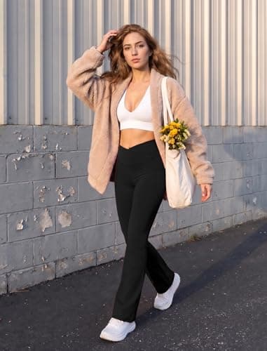 DLOODA Pantalones de Yoga Cruzados Acampanados para Mujer con Bolsillos