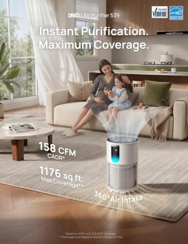 Purificador de Aire DREO para Hogar y Espacios Grandes (hasta 1176 ft²) - HEPA, Modos Inteligentes, Adiós Olores y Alérgenos
