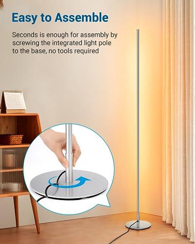 Paquete de 2 Lámparas LED de Pie para Esquina DEWENWILS, Regulables con Luz Cálida