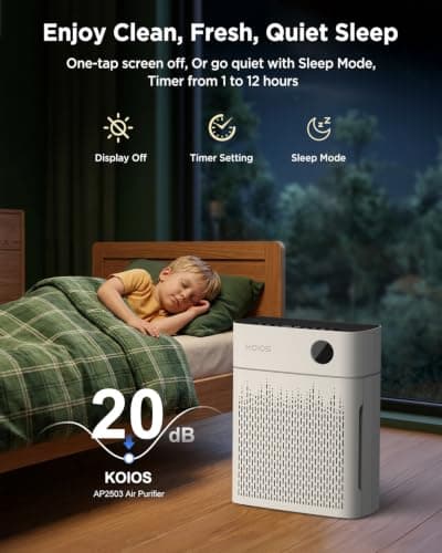 Purificador de Aire KOIOS H13 True HEPA para Hogar y Recámaras de 2500 sq ft