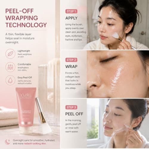 Ailutle Collagen Night Wrapping Mask, Overnight Peel-Off Face Mask for Glass Skin, Hydrating & Firming, Hydrating & Firming Sleeping Mask, Korean Skincare for All Skin Types, 2.53 FL Oz