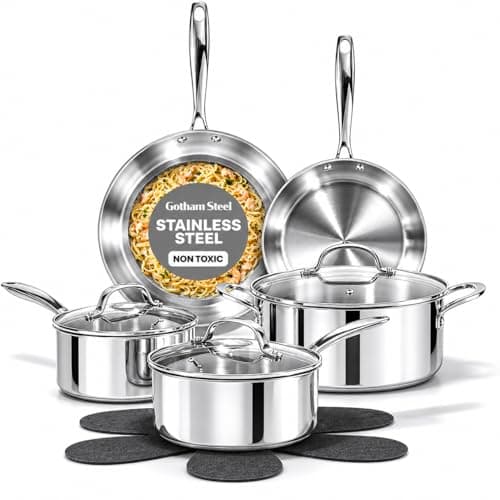 Set de Cocina Gotham Steel de 10 Piezas en Acero Inoxidable Tri-Ply