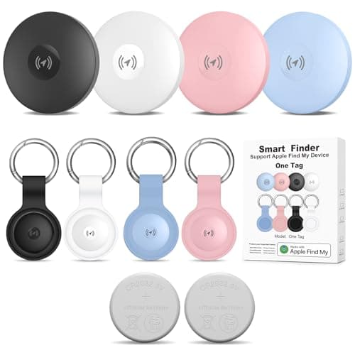 Localizador Beyamis Air Tracker (4-Pack) Bluetooth + UWB para Apple Find My (iOS). Con 2 Pilas 2032 Extras para Llaves, Equipaje y Más.