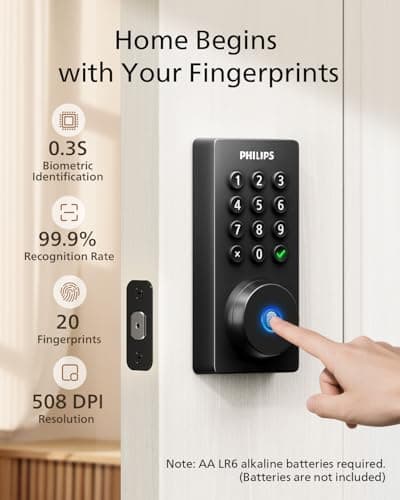 Chapa Inteligente Philips Wi-Fi, Acceso Sin Llave para Puerta Principal