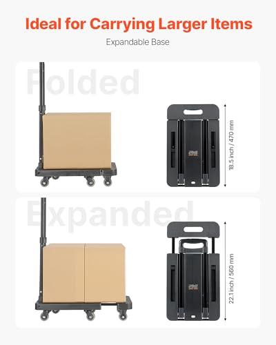 Diablo Plegable VEVOR: 500 lb, 6 Ruedas, Base Expandible