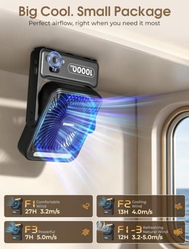 10000mAh Cruise Approved Magnetic Fan, Ultra-Slim Rechargeable Travel Fan