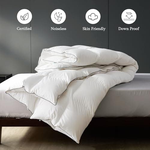 sleeprove Queen Size Down Comforter All Season Noiseless White Duvet 90x90