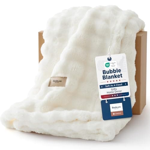 Manta Bedsure Cloud Bubble Suave y Decorativa, Blanca 50"x60"