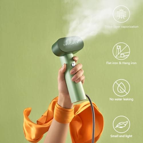 Nexdoo G6 Steamer for Clothes Portable 2-in-1 Travel Steamer Iron for Clothes, Just 0.7lbs Lightly, 10 Minutes of Continuous Steam, 900W Light Steamer for travel and home (green)
