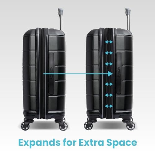 American Tourister Stratum 2.0 Expandable Hardside Luggage with Spinner Wheels, Slate Blue, Carry-on