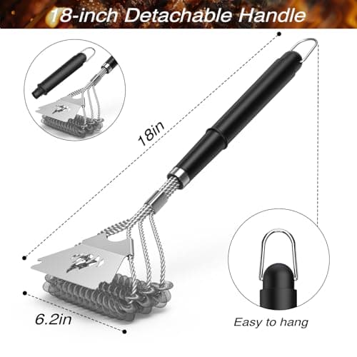 TNTOR Grill Brush Bristle Free with Scraper, 18" Handle BBQ Grill Brush for Outdoor Grill, Extra Strong Grill Cleaner Brush for Grill/Smoker/Gas/Charcoal, Father's Day Grill Gifts for Men/Dad