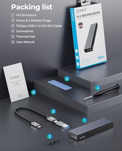 Gabinete ORICO para SSD M.2 NVMe/SATA, USB 3.1 Gen 2 (10 Gbps) compatible M-Key/B+M Key y UASP (M2PVM)