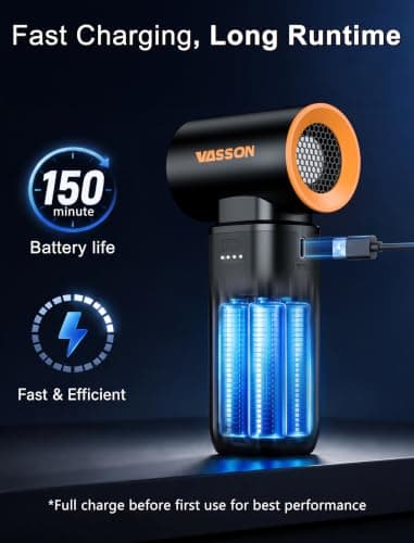 VASSON Compressed Air Duster 260000RPM, Cordless Ultra 3-Speed Adjustable