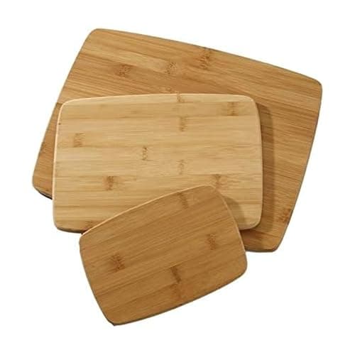 Farberware Bamboo Cutting Board Set of 3, Reversible Cutting Boards for Kitchen - Large 11x14, Medium 8x10, Small 8x5 Inch - Charcuterie Board, Cheese Board, Bread Board