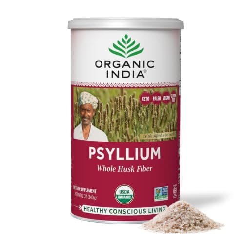 Organic India Whole Psyllium Husk Powder Organic, Vegan, 12 oz (Pack of 1)