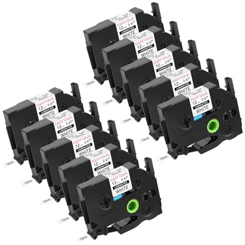 10 Pack Esaytool Replacement for P-Touch TZe-231 12mm 0.47" Black on White